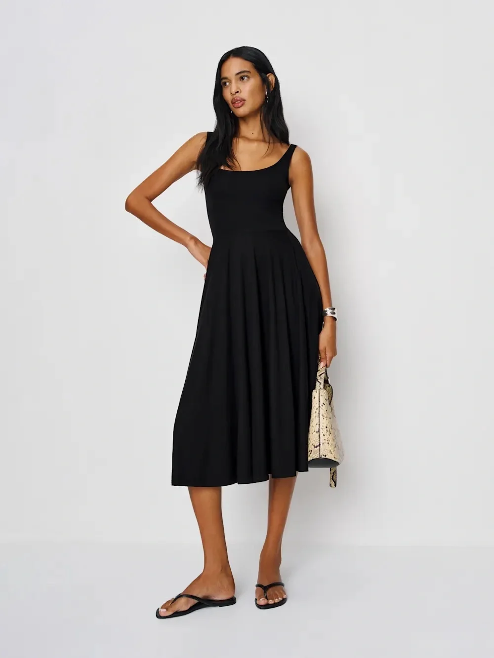 Reformation Rou Black Scoop-Neck Midi Dress, S - Picture 1 of 5